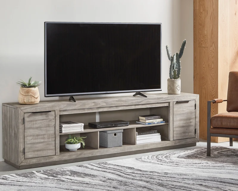 Meuble de télévision en bois/placage de pin gris pâle - Naydell