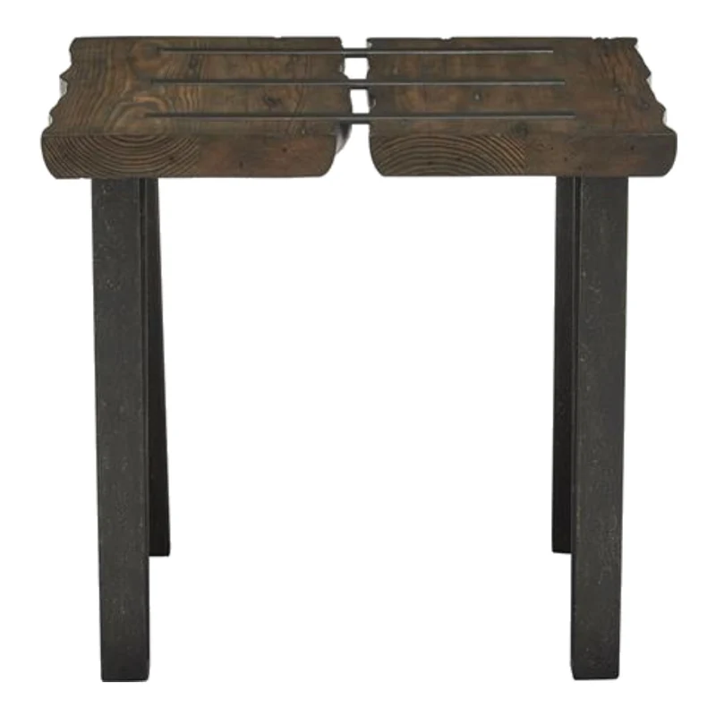 Table de bout en bois brun rustique et métal - Darthmouth