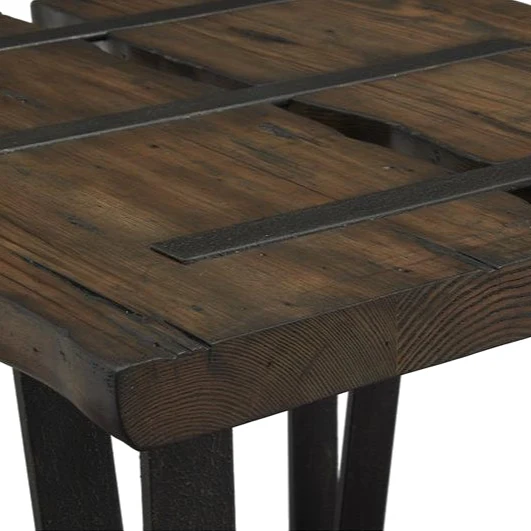 Table de bout en bois brun rustique et métal - Darthmouth