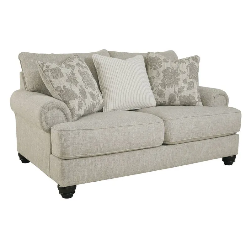 Causeuse en tissu beige pâle avec coussins - Asanti