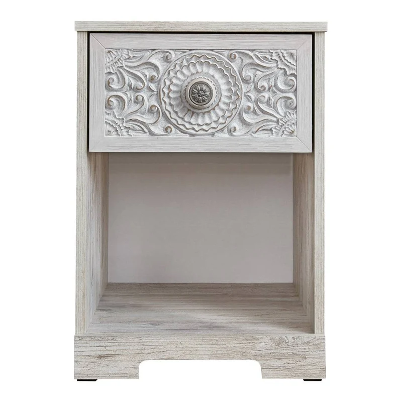 Table de chevet à 1 tiroir en bois/MDF blanc usé - Paxberry
