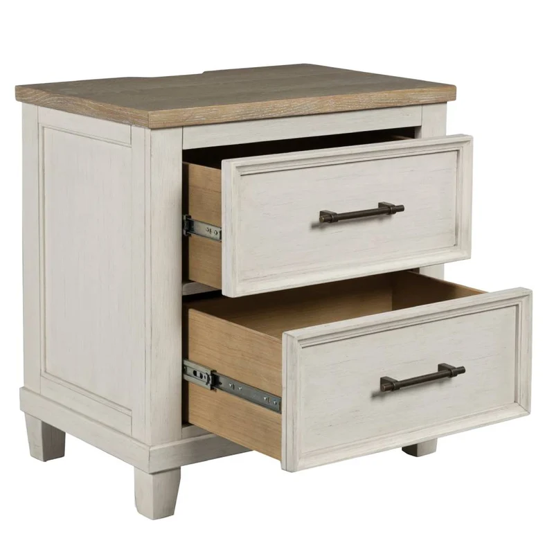 Table de chevet à 2 tiroirs en bois/placage bicolore - Shaybrock