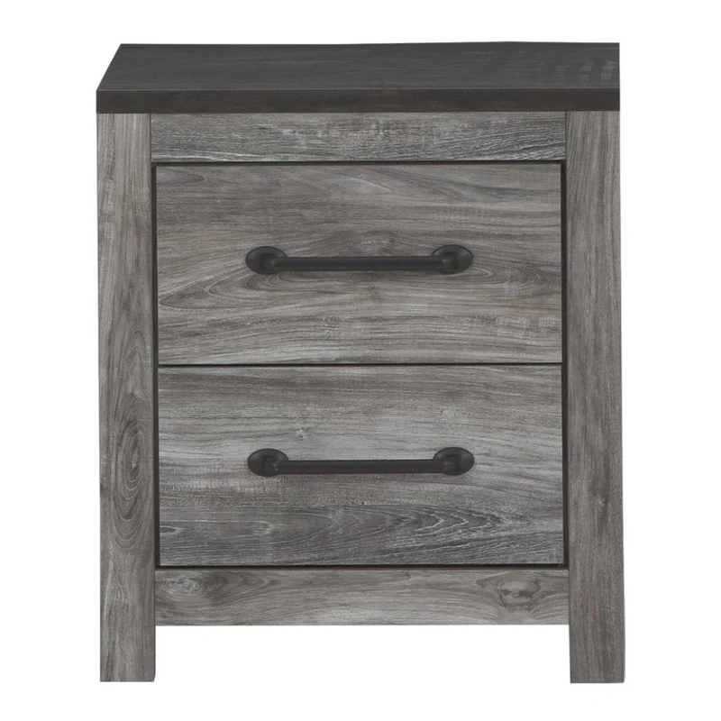Table de chevet à 2 tiroirs en bois/MDF gris foncé - Bronyan