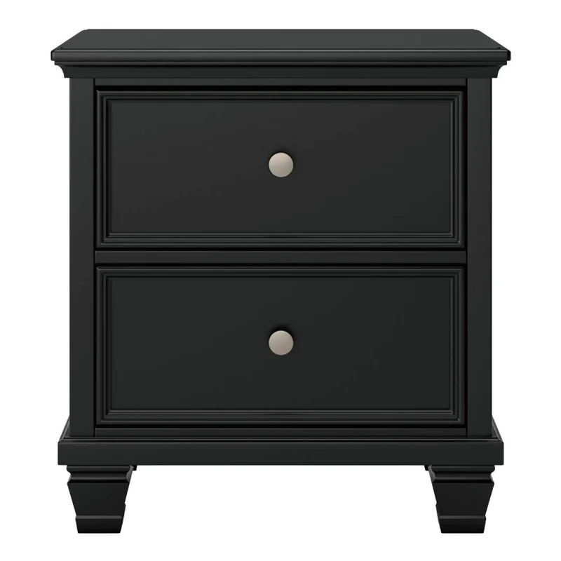 Table de chevet à 2 tiroirs en bois/placage noir - Lanolee