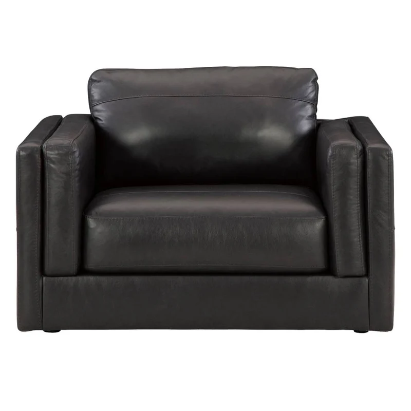 Fauteuil surdimensionné en cuir noir - Amiata