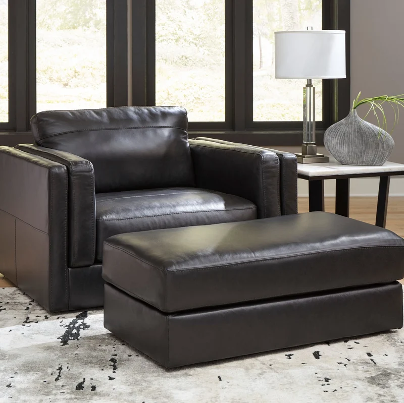 Fauteuil surdimensionné en cuir noir - Amiata