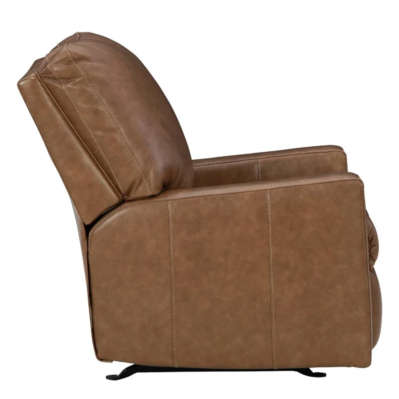 Fauteuil berçant et inclinable en cuir brun caramel - Bolsena