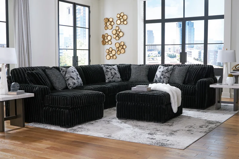Ottoman surdimensionné en velours côtelé noir - Gabbyleigh