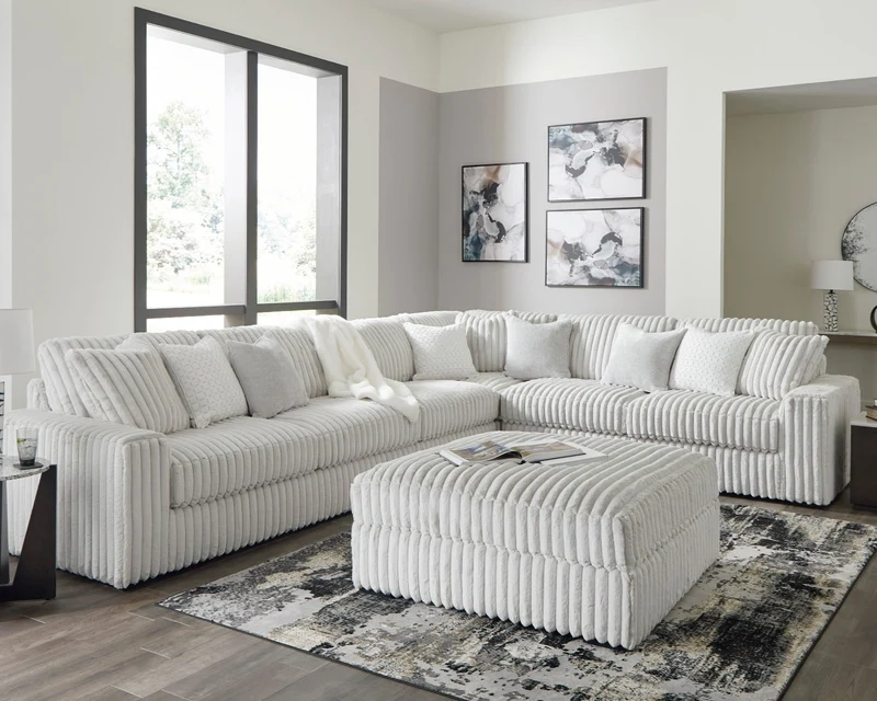 Ottoman surdimensionné en velours côtelé blanc - Stupendous