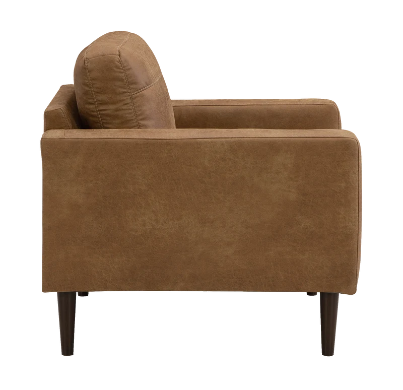 Fauteuil aspect cuir brun caramel - Telora