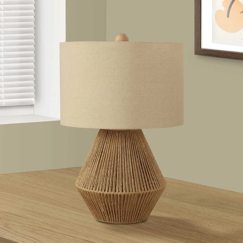 Lampe de table en corde de lin brun naturel 22 po - I 9628