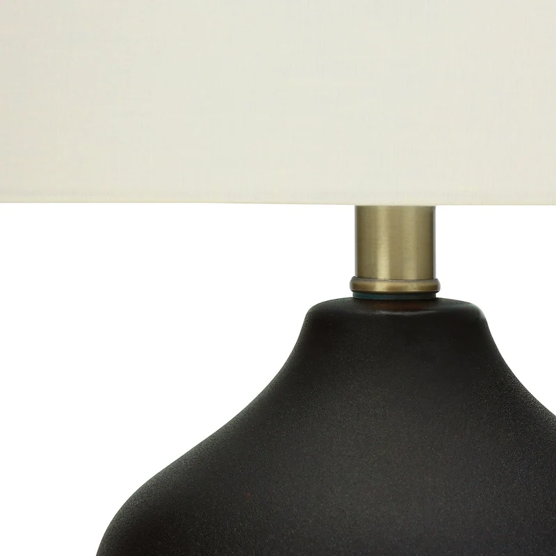 Lampe de table en céramique noire lisse 22 po - I 9708