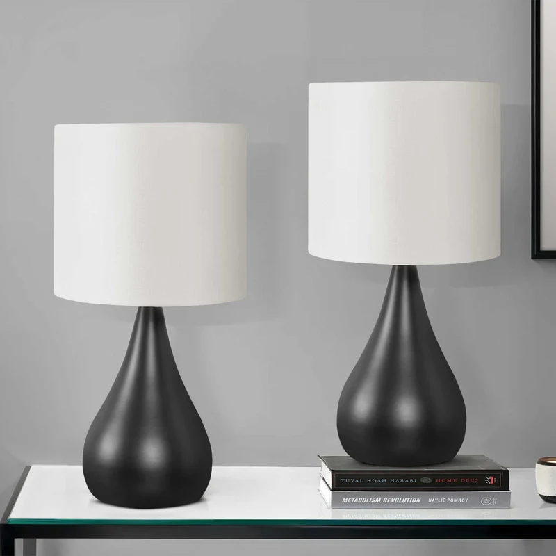 Ensemble de 2 lampes de table en métal noir 18 po - I 9639