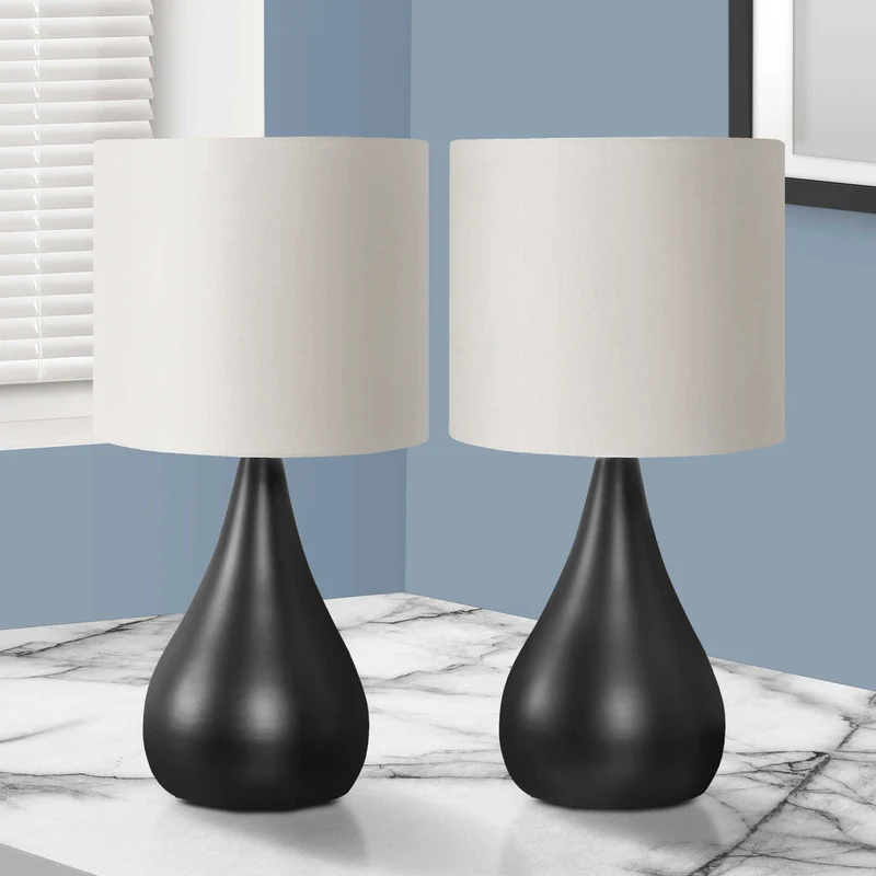 Ensemble de 2 lampes de table en métal noir 18 po - I 9639