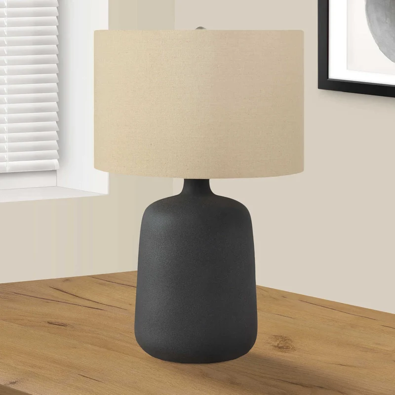 Lampe de table en céramique noire texturée 24 po - I 9635