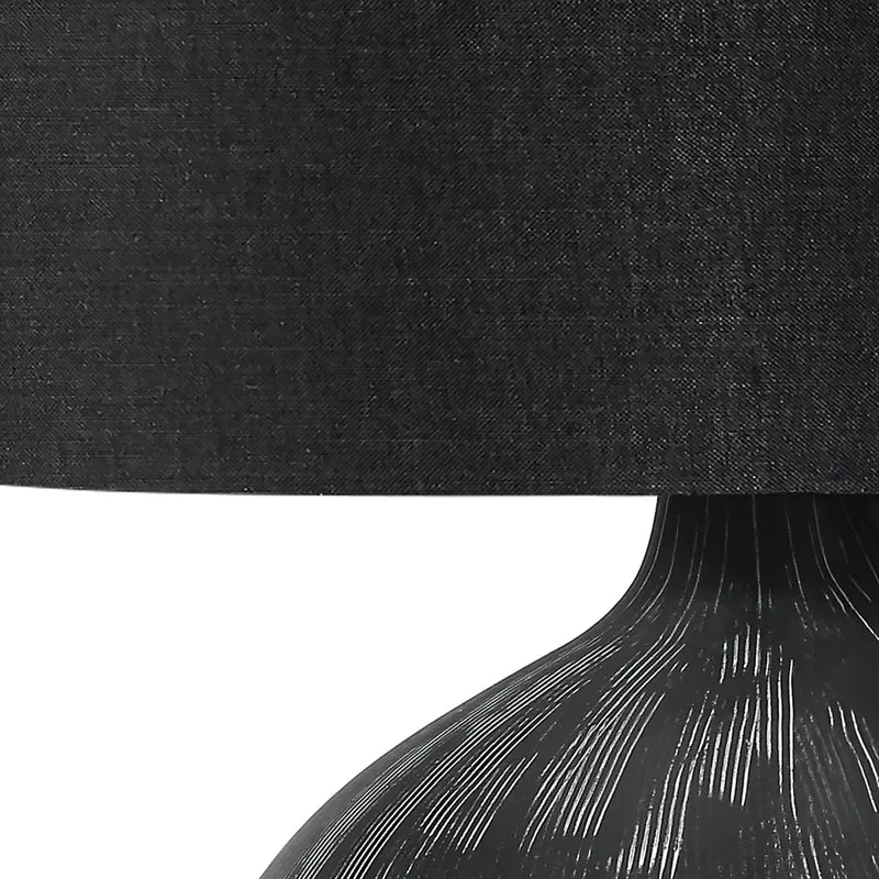 Lampe de table en céramique noire texturée 23 po - I 9618