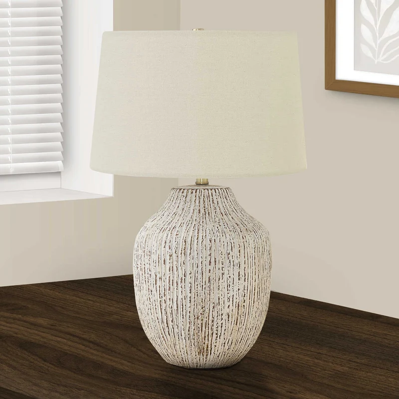 Lampe de table en céramique crème texturée 26 po - I 9719