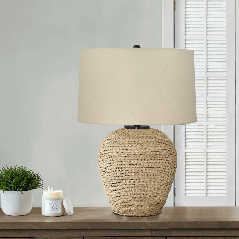 Lampe de table en rotin naturel tressé 25 po - I 9713