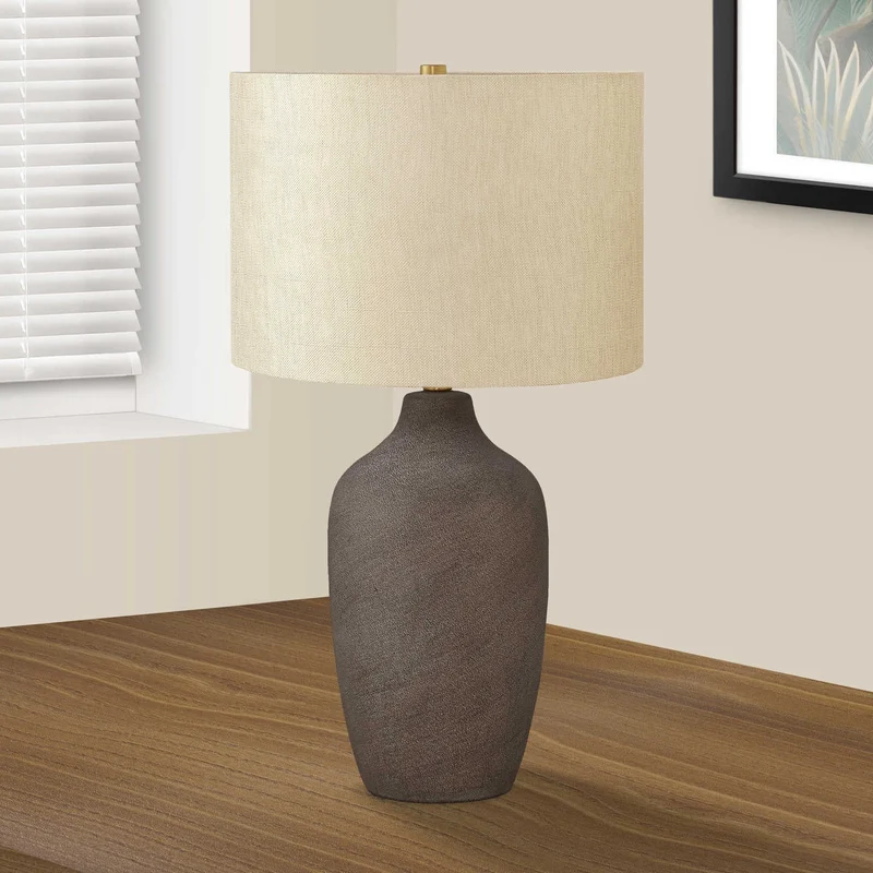 Lampe de table en céramique grise texturée 27 po - I 9709