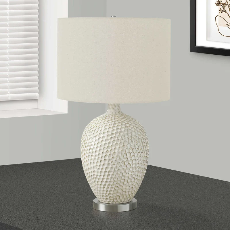 Lampe de table en céramique crème texturée 28 po - I 9607