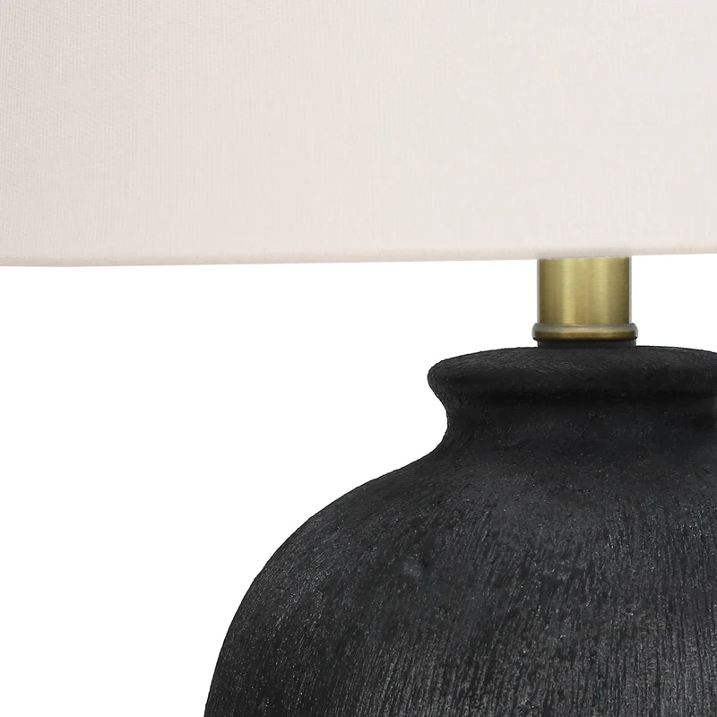 Lampe de table en céramique noire texturée 24 po - I 9721