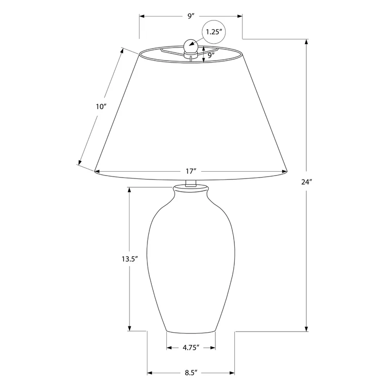 Lampe de table en céramique noire texturée 24 po - I 9721