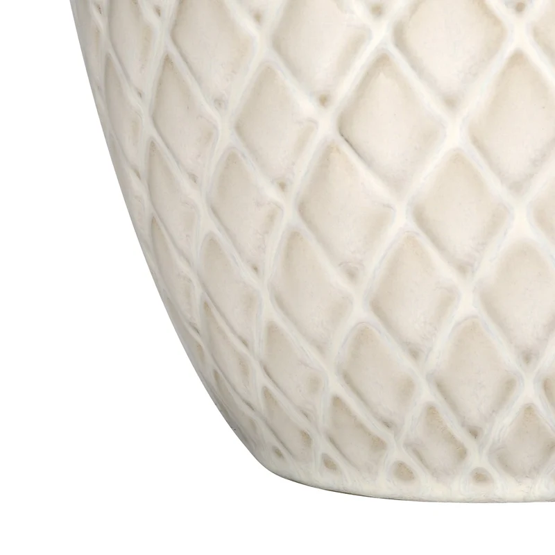 Lampe de table en céramique crème à effet diamant 25 po - I 9707