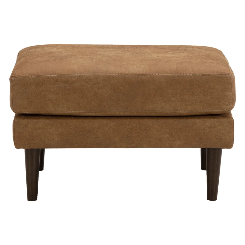 Ottoman aspect cuir brun caramel - Telora