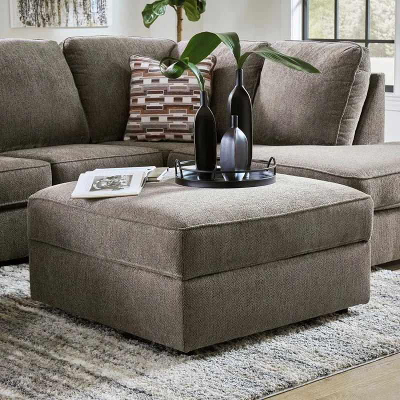 Ottoman surdimensionné en tissu gris avec rangement - O'Phannon