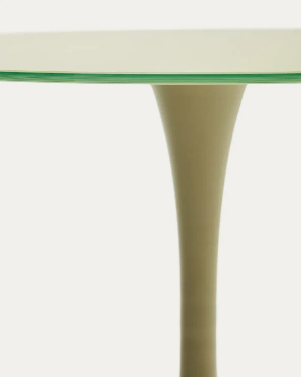 Round Vedira table in glass and green steel