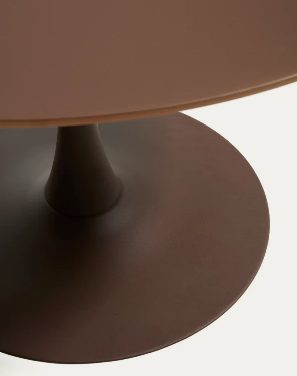 Round Vedira table in glass and brown steel