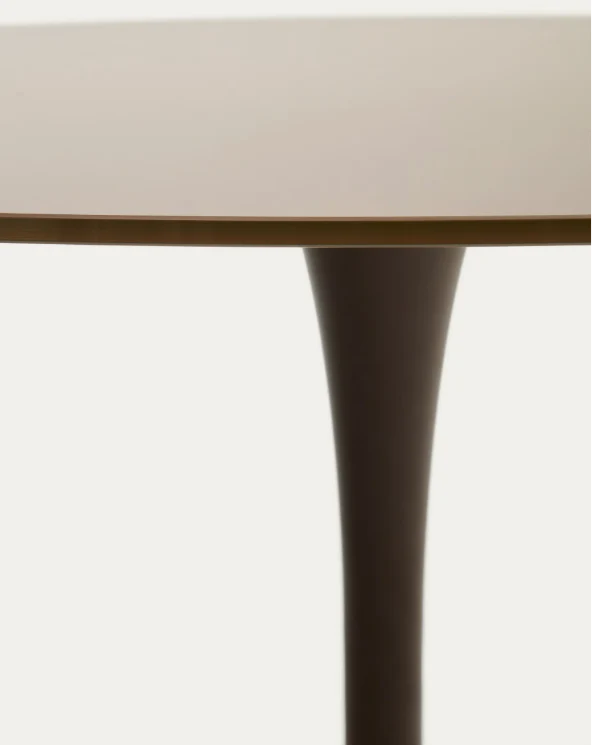 Round Vedira table in glass and brown steel