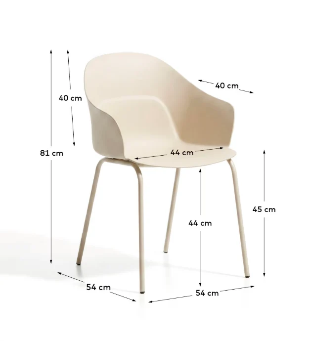 Sanile chair with beige-finish steel legs