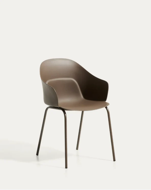 Sanile chair with brown-finish steel legs