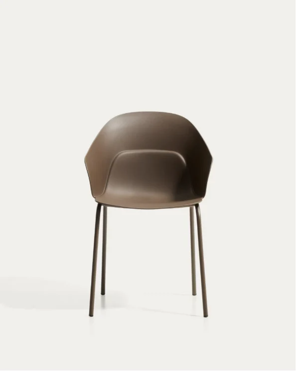Sanile chair with brown-finish steel legs