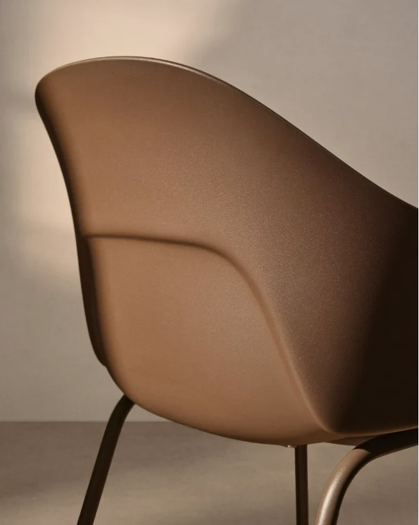 Sanile chair with brown-finish steel legs