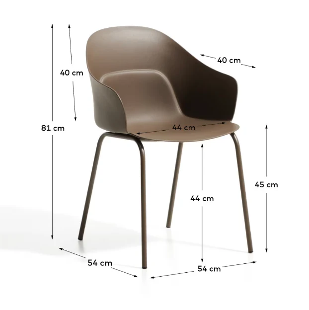 Sanile chair with brown-finish steel legs