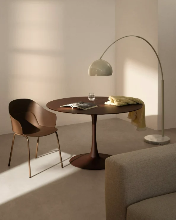 Sanile chair with brown-finish steel legs