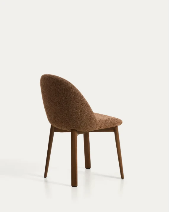 Meila chair in terracotta chenille with legs in walnut finish