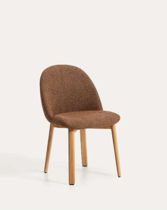 Meila chair in terracotta chenille with legs in solid ash wood with natural finish