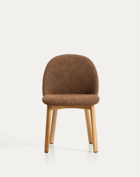 Meila chair in terracotta chenille with legs in solid ash wood with natural finish