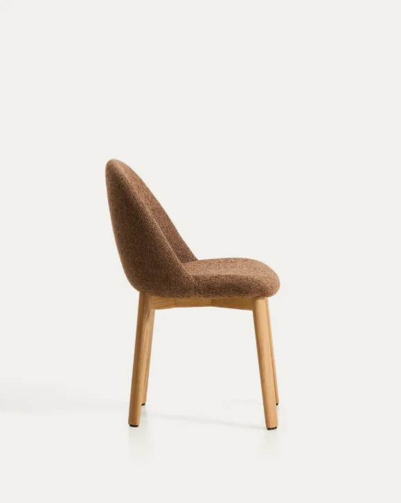 Meila chair in terracotta chenille with legs in solid ash wood with natural finish