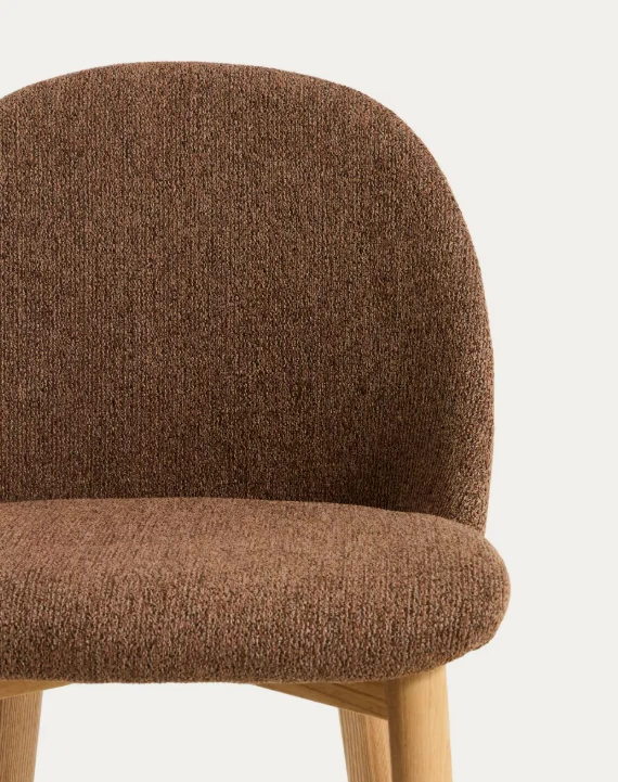 Meila chair in terracotta chenille with legs in solid ash wood with natural finish