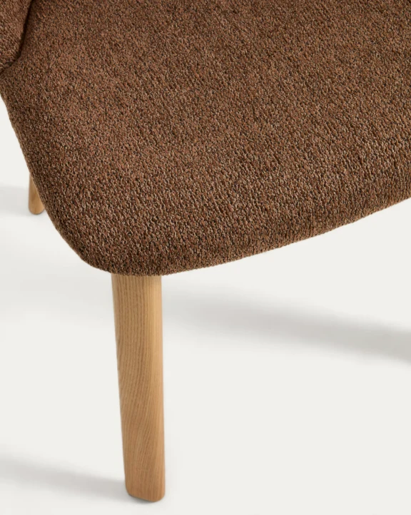 Meila chair in terracotta chenille with legs in solid ash wood with natural finish