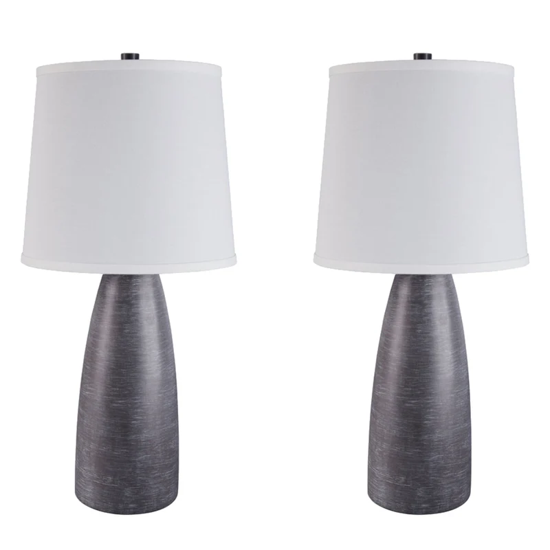 Ensemble de 2 lampes de table en résine grise 28 po. - Shavontea