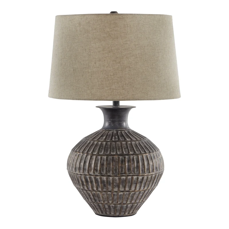 Lampe de table en métal texturé bronze antique 27 po. - Magan
