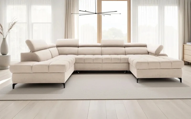 Canapé Panoramique Convertible avec Coffre de Rangement LAGUNE III - 344 x 175 x 200 cm