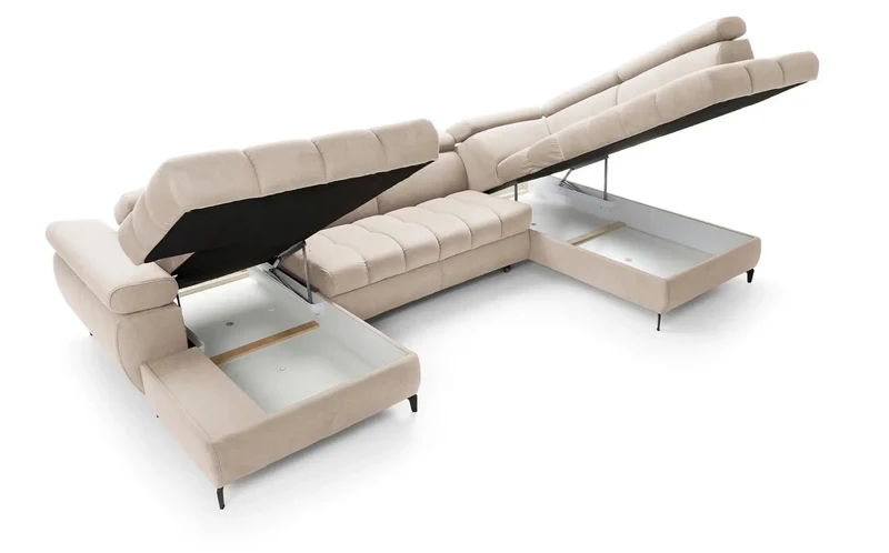 Canapé Panoramique Convertible avec Coffre de Rangement LAGUNE III - 344 x 175 x 200 cm