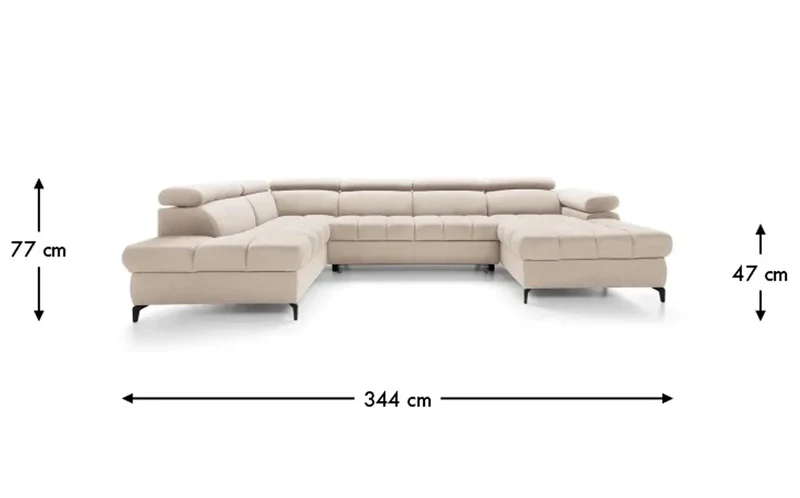 Canapé Panoramique Convertible avec Coffre de Rangement LAGUNE III - 344 x 175 x 200 cm
