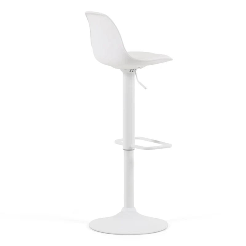 Orlando-T barstool white synthetic leather and matt white steel 60-82 cm